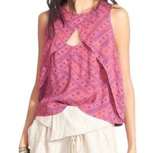 Free People Pink/Purple Fruit Punch Combo Look Through Blouse Size Medium